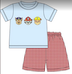 Custom order MOQ:3pcs each design boy cartoon dog summer set  2