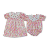 RTS Matching kids clothing embroidery bunny print clothing girl easter summer clothing-2026.4.2