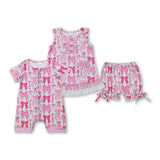 RTS girl clothes pink bow girl matching clothes