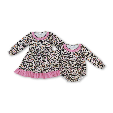 RTS kids matching clothing bat leopard print clothing girl halloween winter clothing-2025.9.5