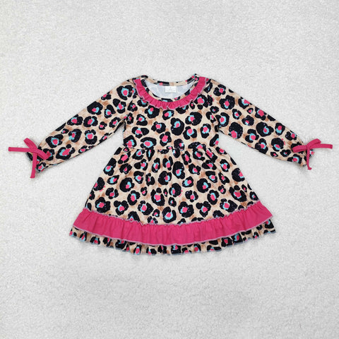 GLD0832    toddler girl clothes leopard print girl  winter dress