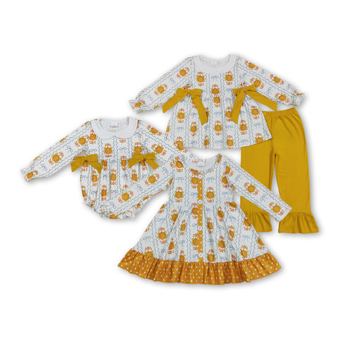 RTS kids matching clothing  pumpkin print clothing girl fall winter clothing-2025.9.5