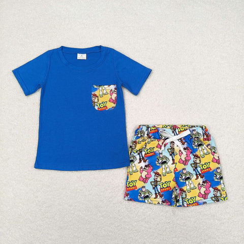 BSSO0833 baby boy clothes cartoon toy toddler boy summer outfits 3-6M to 7-8T