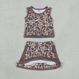 GSD4231  toddler clothes camo print girl summer set yoga