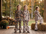 Sample Baby Girls camo ruffle hooded long sleeves pants outfits