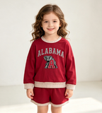 GLS0165 girls ALABAMA red long sleeve shorts outfits vinyl