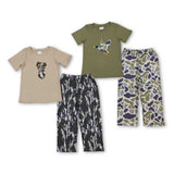 RTS kids matching clothing embroidery hunting print clothing baby boy fall clothing-2025.11.4