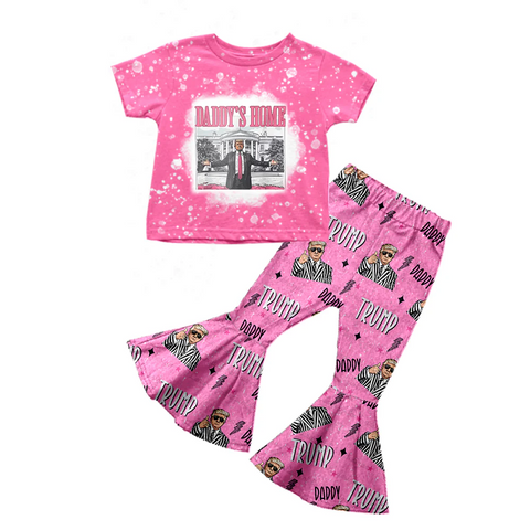 Order Deadline:26th Nov. Split order baby girl clothes president girl bell bottoms pants set