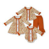 RTS kids matching clothing embroidered pumpkin print clothing girl winter clothing-2025.6.27