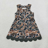 GSD4229 girls camo sleeveless bow scalloped skirt outfits yoga
