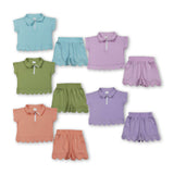 RTS Matching Clothing toddler clothes Solid Color print set girls summer clothing-2026.5.30