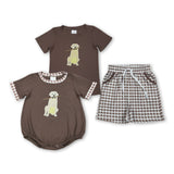 RTS Matching kids clothing embroidery pubby print clothing baby boy summer clothing-2026.6.1