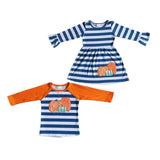 Matching girls boys fall pumpkin stripe clothing