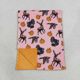 RTS BL0293 baby deer turkey pumpkin print blanket
