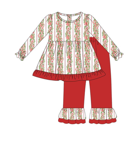 GLP1437 pre-order  toddler girl clothes bow  girl christmas winter set-2024.7.16