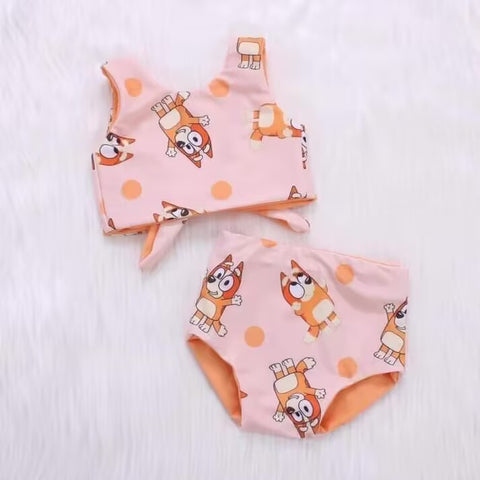 Order Deadline:11th Mar. Split order baby girl clothes cartoon dog girl summer swimsuit