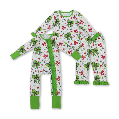 RTS kids matching clothing bows print clothing girl christmas winter clothing-2025.8.14