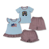 RTS Matching kids clothing embroidery flag print clothing baby 4th of July patriotic summer clothing-2026.5.5
