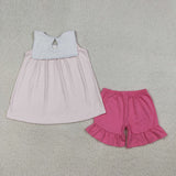 GSSO3019 pre-order baby girl clothes embroidery cross print toddler girl easter summer outfit