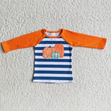 Matching girls boys fall pumpkin stripe clothing