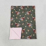 RTS BL0283 baby duck print green blanket
