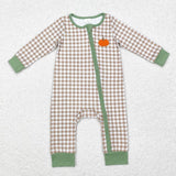 Matching Baby girls fall pumpkin green clothing embroidery