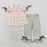Matching Baby girls boys fall pumpkin short sleeves cloting embroidery