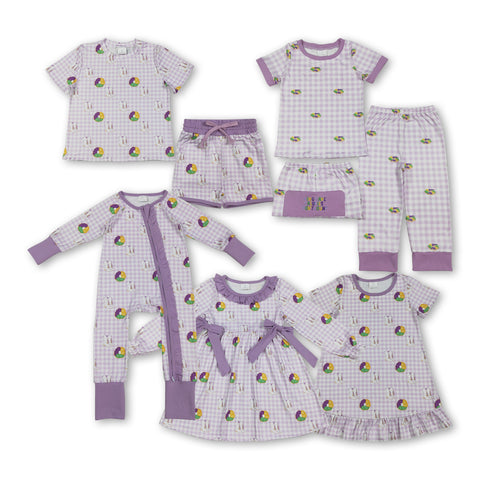 RTS kids matching clothing king cakes print clothing baby mardi gras summer clothing-2026.1.6