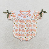 Matching Baby girls boys fall pumpkin short sleeves cloting embroidery
