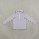 GT1758 baby girls purple stripe zipper long sleeve pullover