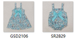 RTS girl summer clothes blue floral girl summer matching clothing