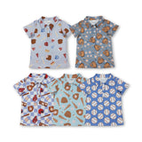 RTS toddler clothes matching clothing baseball print baby top kids summer clothing-2025.12.29
