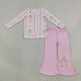 Matching Baby girls Christmas long sleeves pants outfits