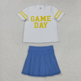 GSD2805  toddler girl clothes vinyl game day girl summer set yoga clothes