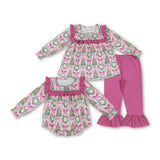 RTS kids matching clothing bows print clothing girl christmas clothing-2025.7.8