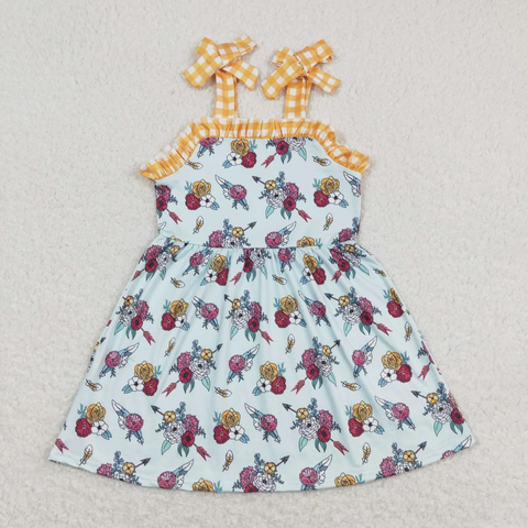 GSD0824 baby girl clothes flower yellow girl summer dress