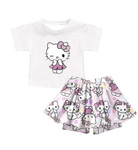 Custom order MOQ:3pcs each design girl  cartoon cat summer set