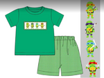 Custom order MOQ:3pcs each design boy cartoon turtle summer set