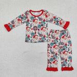 GLP1780  Bamboo toddler girl clothes santa girl christmas pajamas winter set