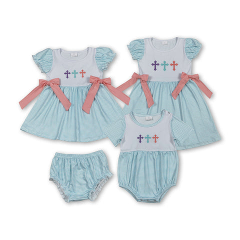 RTS kids matching clothing  embroidery cross print clothing baby easter clothing-2025.11.11