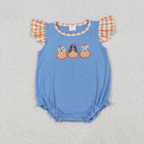 Matching  Baby boys girls pumpkin puppy blue clothing embroidery