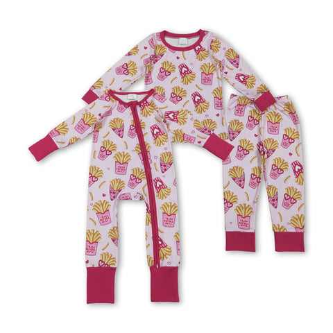 RTS kids matching clothing fries print clothing girl Valentine clothing-2025.12.3