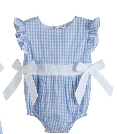 Custom order MOQ:3pcs each design baby girl blue gingham bubble