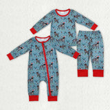 Matching Baby boys dog Christmas blue red clothing