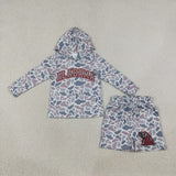 Matching Baby boys team camo long sleeves shorts hooded outfits
