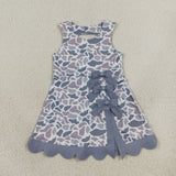 GSD4226 girls camo sleeveless bow scalloped dress yoga