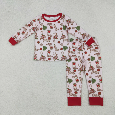 GLP2729    toddler girl clothes cowboy girl christmas winter pajamas set