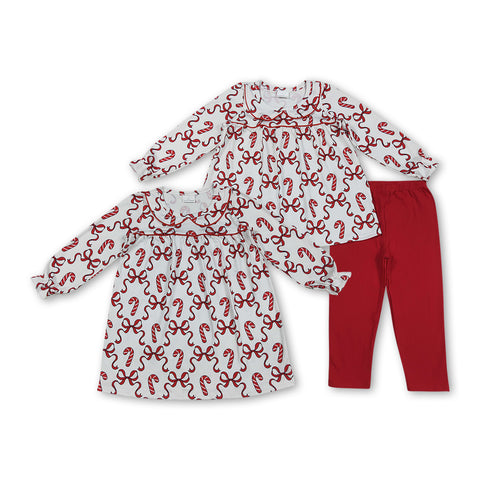 RTS kids matching clothing bow print clothing girl christmas winter clothing-2025.7.22