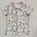 RTS  Matching clothing toddler clothes cowboy fishing print boy summer clothing-2026.3.17