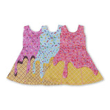 RTS baby clothes baby girl summer set Ice cream print baby summer yoga dress-2025.7.2